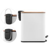 Kosz na śmieci łazienkowy prostokątny 5l biały bambus - Yoka