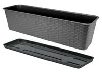 Skrzynka balkonowa doniczka prostokątna podłużna z podstawką 60cm grafitowa