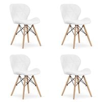 Krzesło skandynawskie ekoskóra białe LAGO 4 szt. nogi bukowe loft