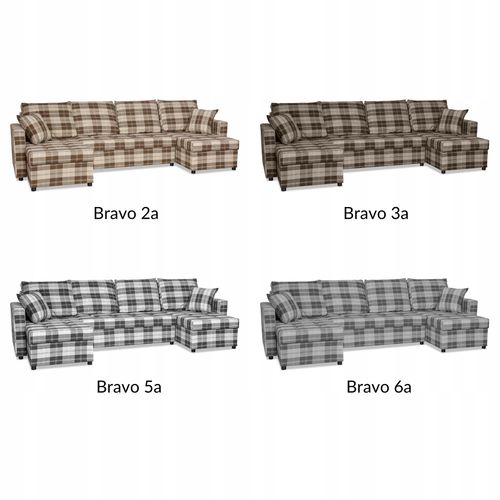 Narożnik Winston BIG U funkcja spania Family Meble krata brązowa na Arena.pl