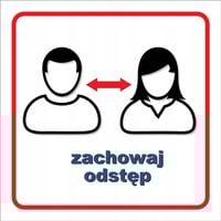 NAKLEJKA dezynfekcja zachowaj odstęp maseczki 20cm