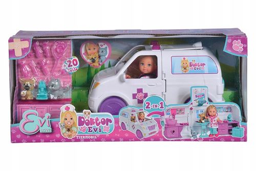 LALKA DOKTOR EVI AMBULANS KARETKA 2W1 KOTEK PIESEK na Arena.pl