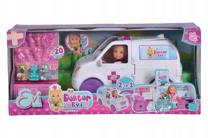 LALKA DOKTOR EVI AMBULANS KARETKA 2W1 KOTEK PIESEK zdjęcie 5