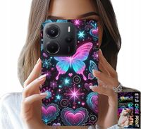 ETUI DO XIAOMI NOTE 14 4G - KOLOROWY MOTYLEK SERCE MODNE WZORY CASE