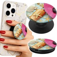 Uchwyt do telefonu Popsocket na palce/stojak PLAŻA MUSZLE KREM KAPELUSZ