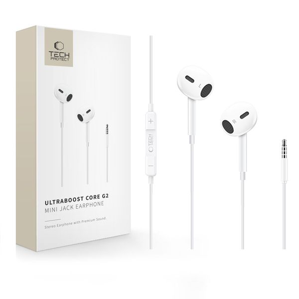 TECH-PROTECT ULTRABOOST MINI JACK EARPHONE CORE G2 WHITE zdjęcie 1
