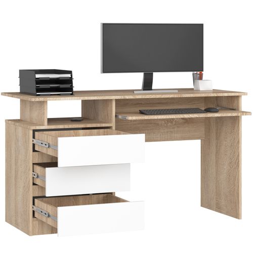 BIURKO CLP 135 cm DĄB SONOMA / BIAŁE WOLNOSTOJĄCE na Arena.pl