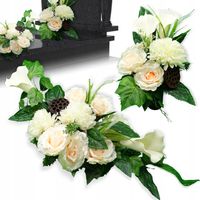 Subtelna Kompozycja WIĄZANKA + BUKIET Stroik Na Grób Pomnik Cmentarz Róża