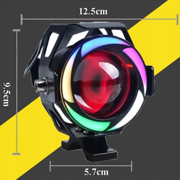 1x halogen motocyklowy U7C +RING color+WŁĄCZNIK zdjęcie 3