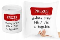 Dla Prezesa Zestaw Poduszka + Skarbonka Prezent Z Nadrukiem Ze Zdjęciem