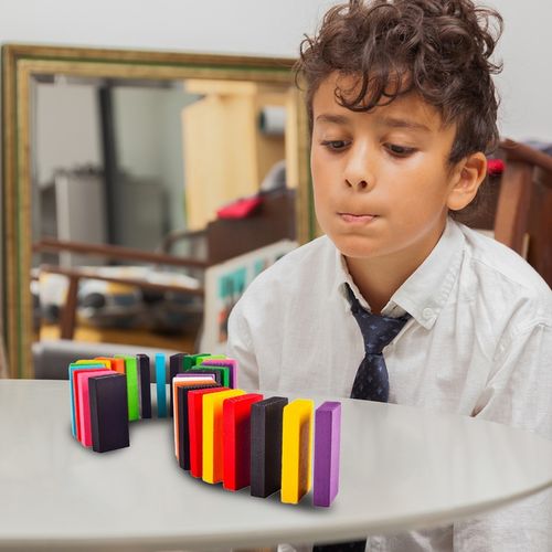 KLOCKI DOMINO KOLOROWE DREWNIANE EDUKACYJNE GRA ZRĘCZNOŚCIOWA 200 ELEMENTÓW na Arena.pl