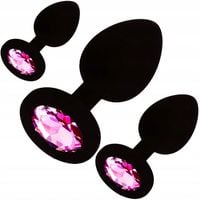 Zestaw 3 Koreczków Silikonowych Różne Rozmiary Z Kryształkiem Masaż