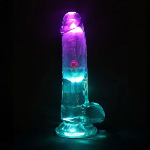 Led Vibrating Straight Cock With Balls - 15 Cm - Transparent na Arena.pl