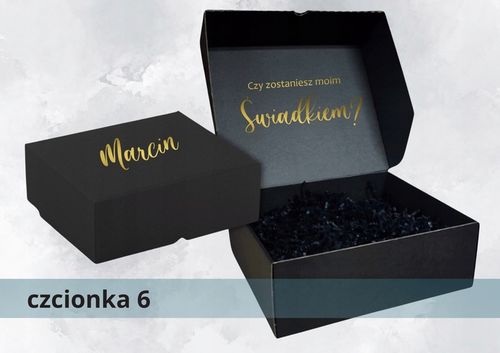 Pudełko box CZARNE czy zostaniesz ŚWIADKIEM Świadkową ślub prezent WZORY na Arena.pl