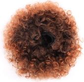 JHZHONG Krótkie kręcone Doczepiane włosy Afro Puff Ciemnobrązowe 2szt