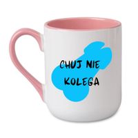 KUBEK "CHUJ NIE KOLEGA" Wzór - Elegant Coffee Różowy 330 ml