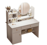 Toaletka z lustrem biała z szufladami elegancki sekretarzyk złote uchwyty