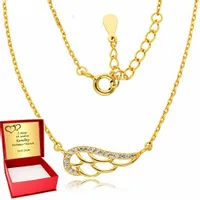 Złoty Łańcuszek 925 Naszyjnik Skrzydło Anioła