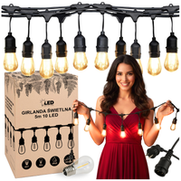 Girlanda ogrodowa świetlna 5 m x 10 żarówek E27 wodoodporna IP65 całoroczna