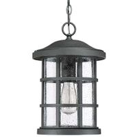 Wisząca LAMPA industrialna Crusade QZ-CRUSADE8-BLK Elstead QUOIZEL okrągła OPRAWA szklany ZWIS na łańcuchu IP44 czarny