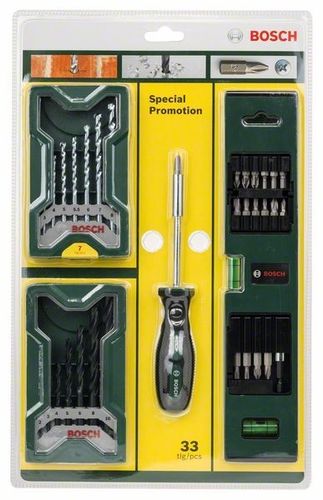 zestaw wierteł i bitów x-line 33szt.+wkrętak+poziomica - b 2607017200 na Arena.pl