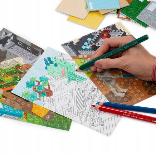 Kolorowanka + kreatywna mozaika dla chłopca MINECRAFT zestaw KIDEA na Arena.pl