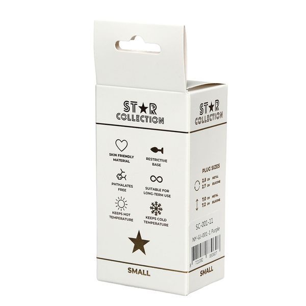 Star Collection - Purple Silicone Anal Plug S - Clear Stone zdjęcie 2