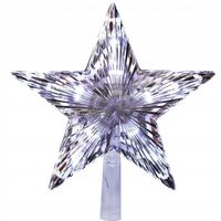 GWIAZDA LED NA CZUBEK CHOINKI Z PŁYNĄCYM BIAŁYM ŚWIATŁEM 22CM SZPIC