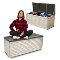 SKRZYNIA OGRODOWA 390 L BALKONOWA KUFER SIEDZISKO DUŻA - LARUS BEŻOWA