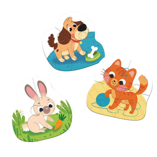 Puzzle 3W1 2-3-4 Elementy ”Zwierzaki” Trzy Układanki Zwierzęta Domowe na Arena.pl