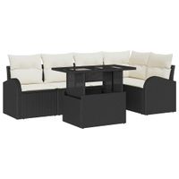 Zestaw Sof na Ogród 6 pcs Czarny 100 x 55 x 73 cm Polirattan