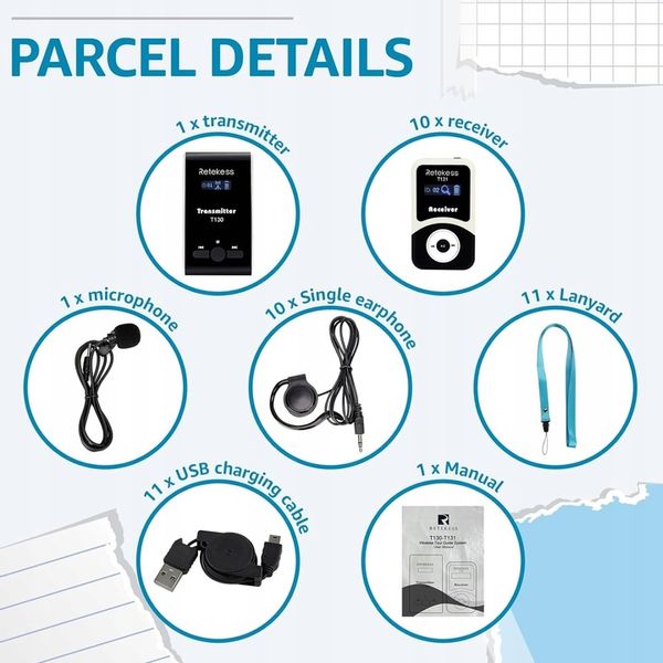 Retekess T130-T131 Bezprzewodowy System Tour Guide, Audio Tour Guide System zdjęcie 14