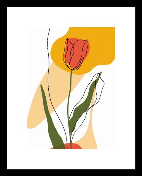 Plakat 13x18cm Przerysowany Tulipan zdjęcie 3