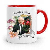 Kubek Czerwony Śmieszny Pis Jarosław Kaczyński Z Nadrukiem Ze Zdjęciem