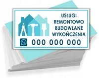 Wizytówki reklamowe 100 szt USŁUGI REMONTOWO BUDOWLANE WYKOŃCZENIA