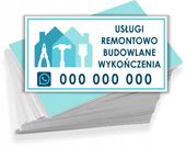Wizytówki reklamowe 100 szt USŁUGI REMONTOWO BUDOWLANE WYKOŃCZENIA