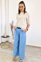 Błękitne Spodnie Szwedy Damskie z Paskiem UNI