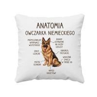 Anatomia owczarka niemieckiego - poduszka na prezent z pieskiem