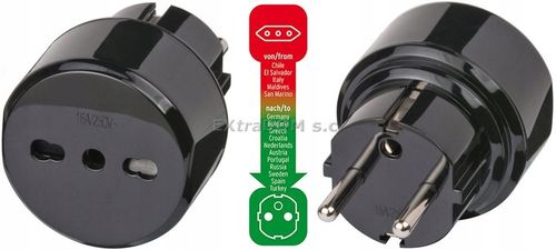 Adapter podróżny, wtyczka Włochy => EURO z uziemieniem Brennenstuhl na Arena.pl