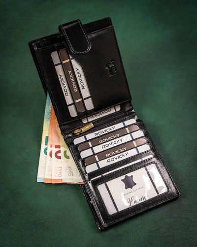 duży, skórzany portfel męski na zatrzask - rovicky na Arena.pl