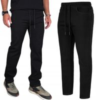 SPODNIE Męskie JEANSOWE długie CZARNE PROSTE rozciągliwe PAS Z GUMKĄ