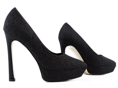 Czarne szpilki platformy brokatowe 40 na Arena.pl