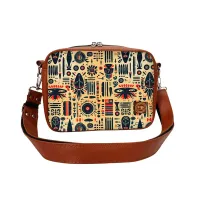 Torebka Etno Brązowa - Trwała Torebka Prostokątna Kolor ekoskóry - Brązowy