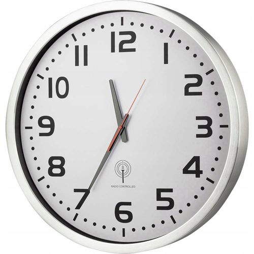 Zegar ścienny sterowany radiowo 50cm DCF77 aluminium na Arena.pl