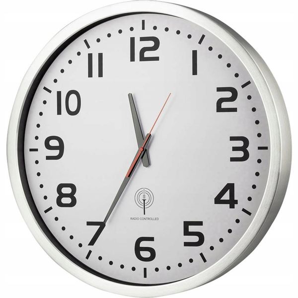 Zegar ścienny sterowany radiowo 50cm DCF77 aluminium zdjęcie 4