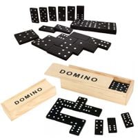 Domino klasyczne w drewnianym pudełku klocki gra logiczna edukacyjna 28 el