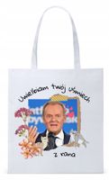 Donald Tusk Platforma Torba Eco Biała Shopper Z Nadrukiem Ze Zdjęciem