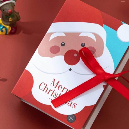 pudełko prezentowe ozdobne czerwone z mikołajem, merry christmas z kokardą na Arena.pl