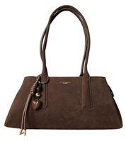 Flora&Co torebka shopper brązowy czekoladowa zamszowa torebka jamnik