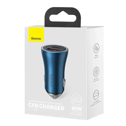 ładowarka samochodowa baseus golden contactor max, usb + usb-c, 60w na Arena.pl